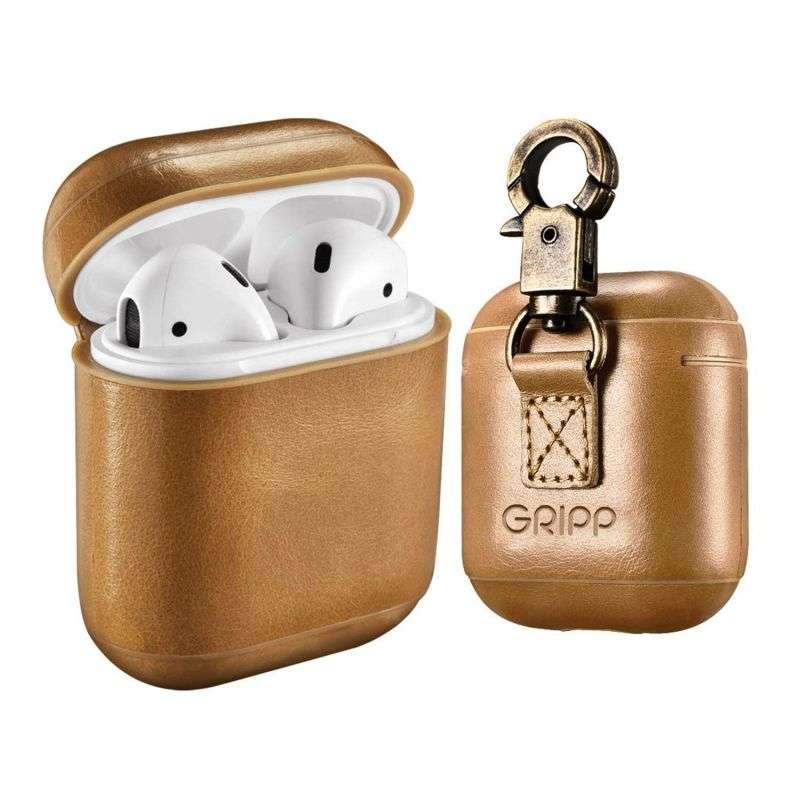 Gripp Genuine Leather Carrying Case For AirPods (Camel)