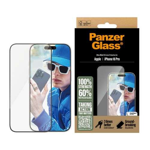 PanzerGlass® Screen Pro tector iPhone 16 Pro   | Ultra-Wid  Fit