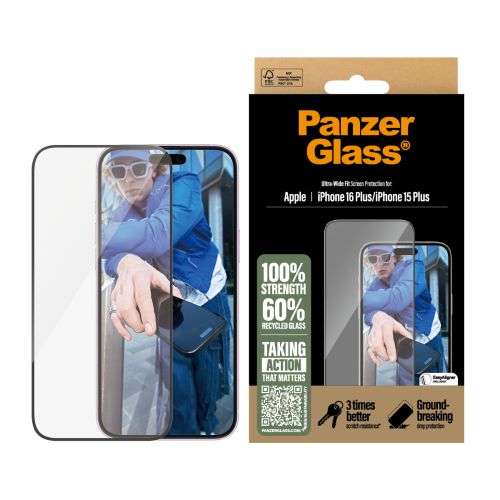 PanzerGlass® Screen Pro tector iPhone 16 Plus | Ultra-Wide Fit 