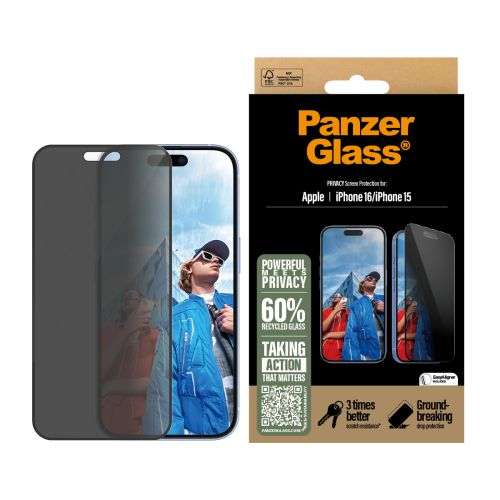 PanzerGlass® Privacy Screen Pro tector iPhone 16 | Ultra-Wide Fit