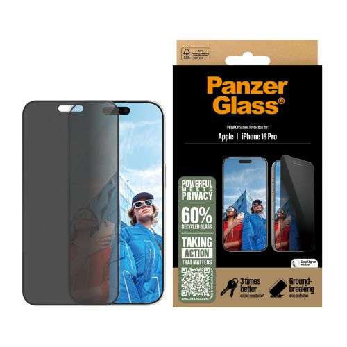 PanzerGlass® Privacy Screen Pro tector iPhone 16 Pro   | Ultra-Wide Fit