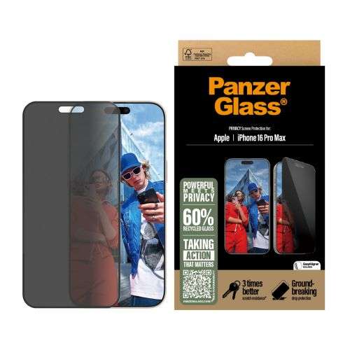 PanzerGlass® Privacy Screen Pro tector iPhone 16 Pro Max  | Ultra-Wide Fit