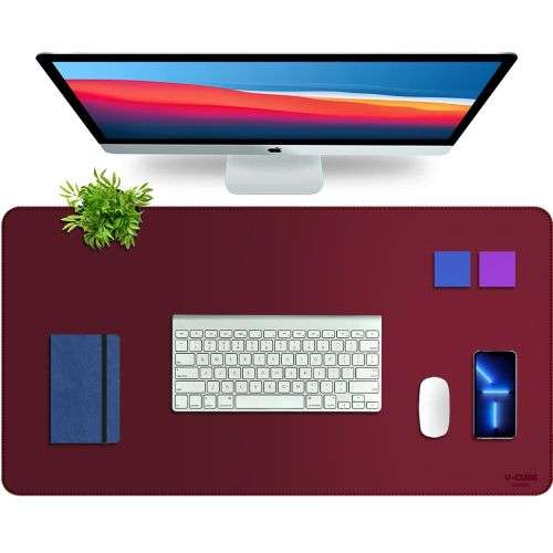 V-CUBE Designs Desk Mat|90X45cm|2.4mm Thick(Padded)|Premium Vegan Leather Laptop Mat