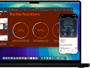 Demonstrating iPhone Mirroring, with iPhone display shown within MacBook Pro screen